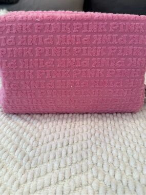 PINK Victoria's Secret Pink Textured Terry Cosmetic Pouch